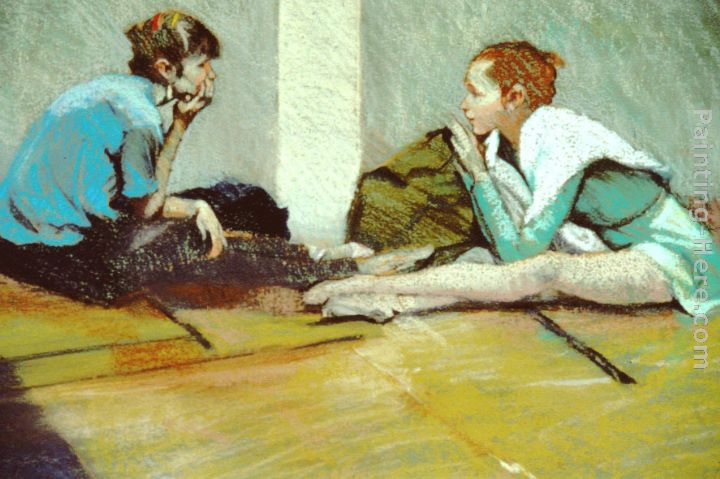 The Conversation painting - Rhoda Yanow The Conversation art painting